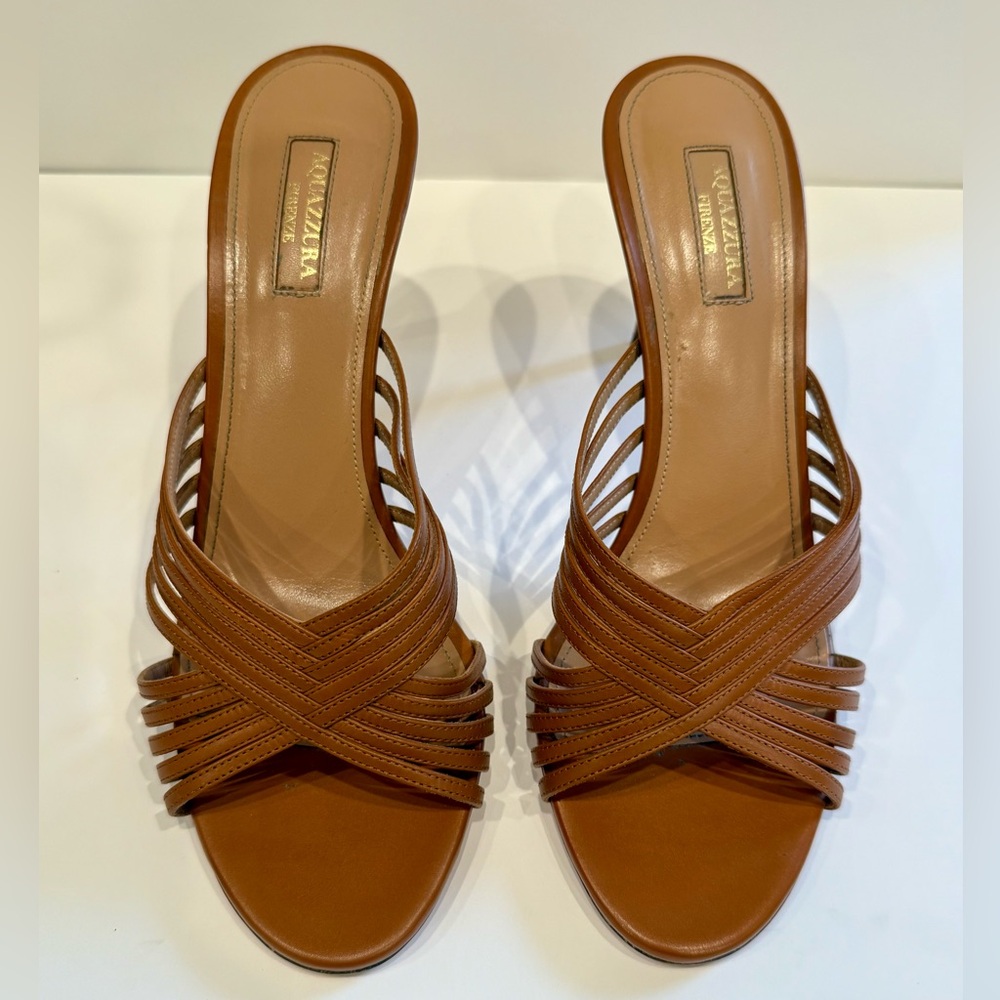 Aquazzura 85mm Brown Leather Sandals